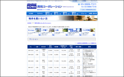株式会社　興和コーポレーションのWebサイトイメージ