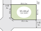 【区画図-95.08ｍ2】前面道路4ｍの角地。整形地のため、ご希望のプランも考えやすい地形になっております。ご希望のお客様には建築プランもご提案させていただきます！